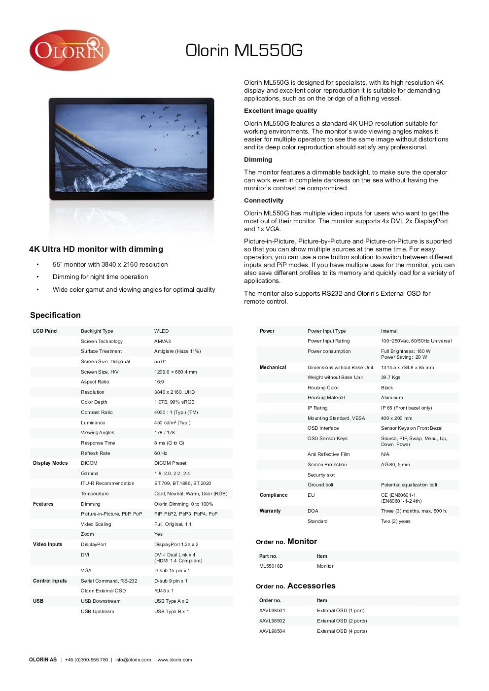 Olorin ML55026DPCAP Marine Monitor