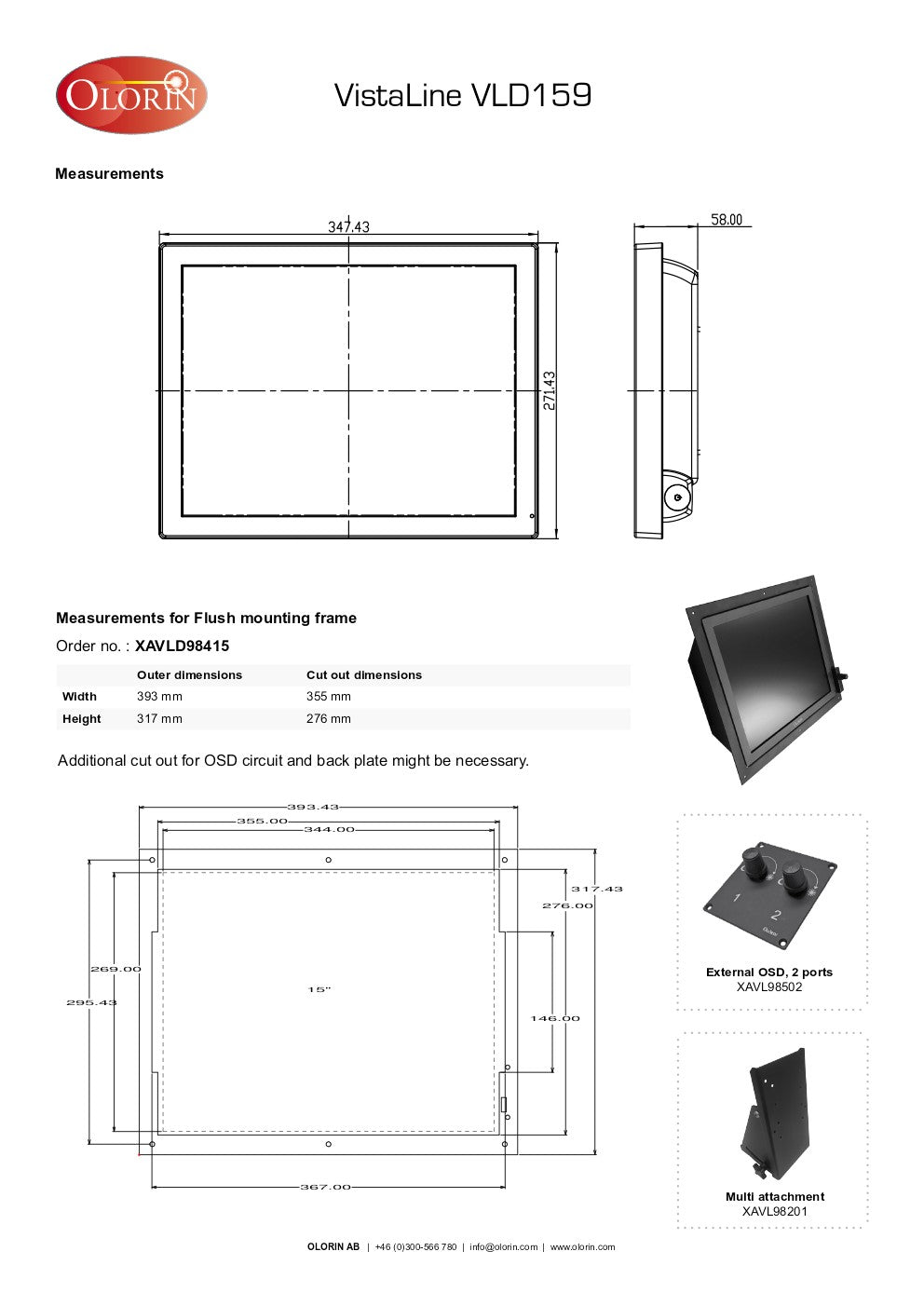 Olorin VLD15906DPCAP Marine Monitor